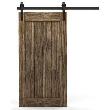 Real Solid Hardwood Vertically Sliding Barn Door, Finiished, 36"x84"inches, Maho