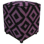 Bareens Designer Rugs - Tribal Sharp Handmade Kilim Upholstered Ottoman - Chic handmade ottoman crafted using wood and upholstered using hand-woven kilim wool rug is a multi-purpose fashion pouf which will add dimension, color and style to your decor. Inspired by geometric motifs in any array of effervescent color pallet grounds any space with elegance and sophistication.