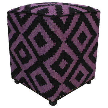 Tribal Sharp Handmade Kilim Upholstered Ottoman