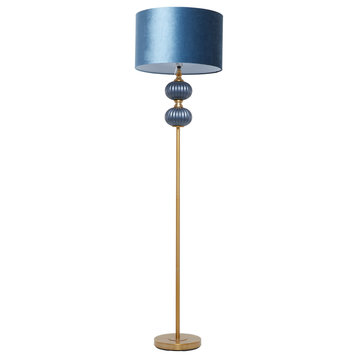 Transitional Blue Fabric Floor Lamp 561283