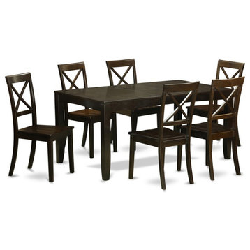 East West Furniture Lynfield 7-piece Wood Dining Table and Chairs in Cappuccino