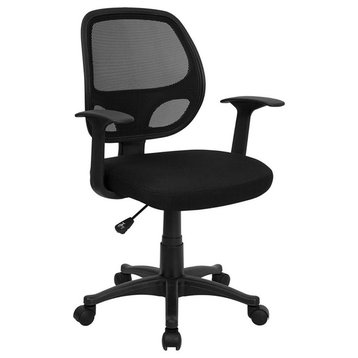 Nicer Furniture Mid-Back Black Mesh Computer Chair Task Chair -Adjustable Arms