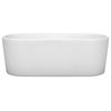 Ursula 67" Freestanding White Bathtub, Shiny White Drain and Overflow Trim