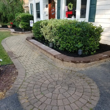 Block Retaining Garden Wall - Cambridge Sigma 8 - Toffee / Onyx with Mocha Cap