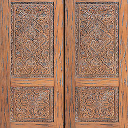 Ottoman Hand Carved Double Door with stylized Floral motifs - Front Doors