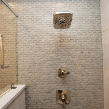 Transitional Master Bathroom Remodel | Double Vanity & Textured Tile Walls