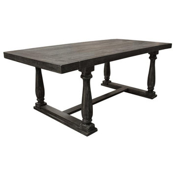 Best Master Katrina Solid Wood Rectangular Dining Table in Weathered Gray