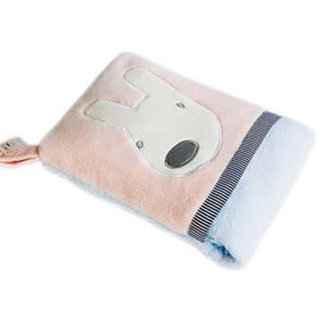 Pink RabbitFleece Throw Blanket Pillow Cushion / Travel Blanket (28.3"-35.1")