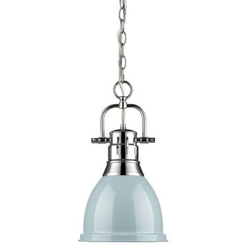 Golden Lighting 3602-S CH-SF Duncan Small Pendant With Chain, Chrome