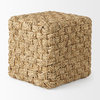 Adele 17.7Lx17.7Wx17.7H Medium Brown Seagrass Woven Square Pouf