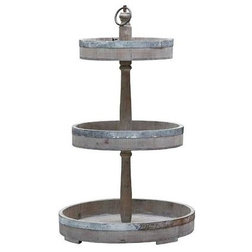 Farmhouse Dessert And Cake Stands Decorative Wood and Tin Three Tier Stand