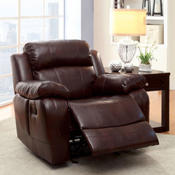 HUGHES CM6312-CH DARK BROWN BONDED LEATHER MATCH RECLINER - Recliner Chairs