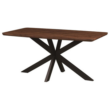 Ravenna 63" Rectangular Wood Dining Table With Modern Metal Base Dark Walnut