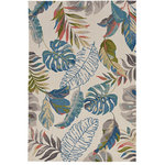 KAS - KAS Harbor 4211 Ivory/Teal Palms Area Rug, 5'x8' - Keep it trendy outdoors or brighten up the indoors with one of our finely-crafted Harbor rugs. This collection is hand-hooked in China of UV-treated polypropelene. These rugs stay in tune with today's home decor trends and bring a touch of sophistication to your living space.