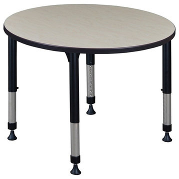 Kee 36" Round Height Adjustable Classroom Table, Maple