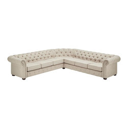 Radcliffe 3-Piece Oatmeal Linen Sectional - Sectional Sofas