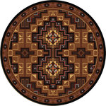 American Dakota - High Rez Rug, Brown, 8'x8' Round, Round - Inspired by historical rugs. Timeless appeal.  Western enough for a cabin or adobe dwelling and modern enough for a home in the city.