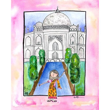 Girl in India, Ready To Hang Canvas Kid's Wall Decor, 24 X 30