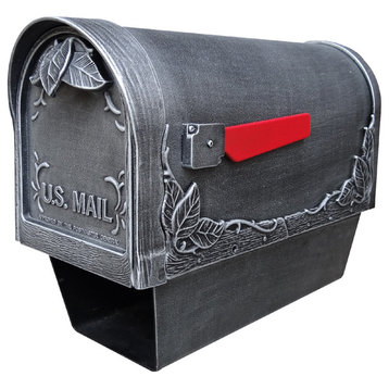 Floral Curbside Mailbox with Paper Tube, Swedish Silver