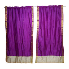 Mogul Interior - Window Treatment Panels Purple Silk Curtains Drapes Wedding Panel set of 2 - Curtains