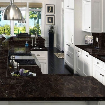 Dark Emperador Marble Kitchen