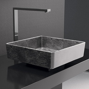 WS Bath Collections Four Lux Vessel Bathroom Sink in Silver Leaf 3D 15.7" x 15.7