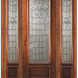 Prehung Sidelights Door 96 Wood Mahogany Palacio 3/4 Lite Glass - Front Doors