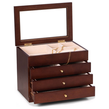 Rosewood Jewelry Box, Glass Viewing Top