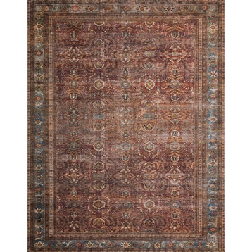 Brick Blue Layla Printed Polyester Area Rug by Loloi II, 9'x12'