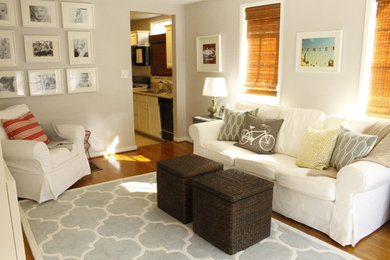 Beach style living room photo in Los Angeles with gray walls