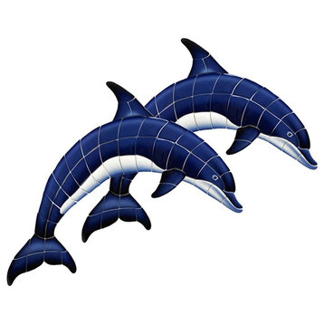 Double Dolphins Ceramic Swimming Pool Mosaic 43"x33"
