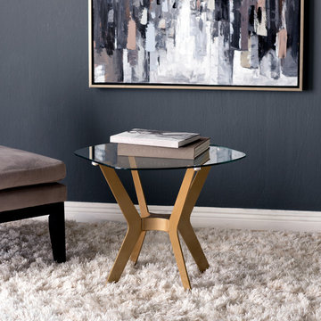 Archtech Modern End Table 24" in Gold / Clear Glass #71012