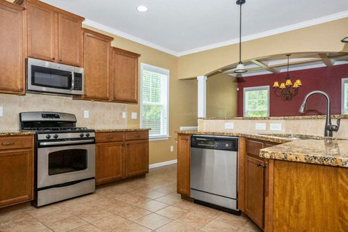 White Cabinets With Warm Granite Advice Please