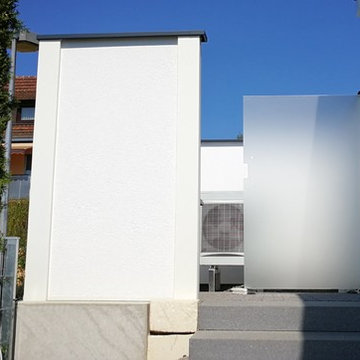 Modulare Wandsysteme - Sichtschutz und Lärmschutz für eine Wärmepumpe