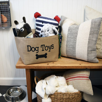 Dog Toys Burlap Storage Bin