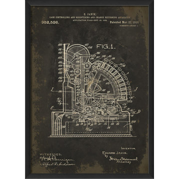 Janik Cash Register Patent on Black Framed Print