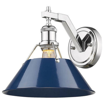 Golden Orwell 1-LT Wall Sconce 3306-1W CH-NVY, Chrome