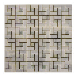 Statuary Calacatta Target Mosaic with Mint Green Dots - Home Accessories & Decor