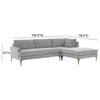 Serena Gray Velvet Right Arm Facing Chaise Sectional