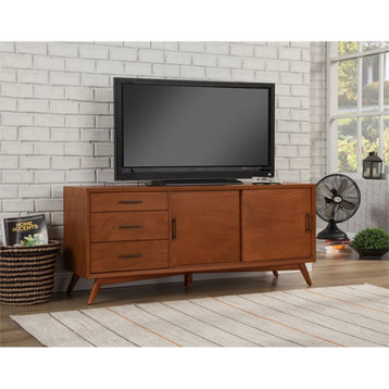 Catania Modern / Contemporary Large Wood TV Console in Acorn Brown