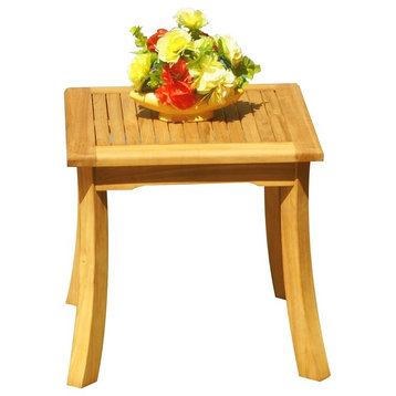 21" Outdoor Teak Stool, Square Side Table, End Table