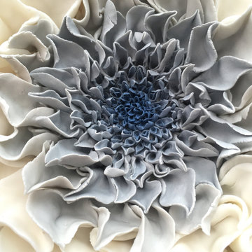Blue Dahlia Porcelain Flower Wall Art