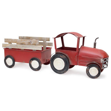 Tractor With Wagon 27.5"Lx10.25"H Iron/Wood