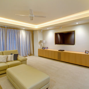 Example of a trendy home theater design in Central Coast