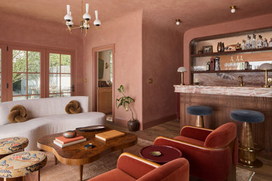 Home bar - small transitional home bar idea in Los Angeles