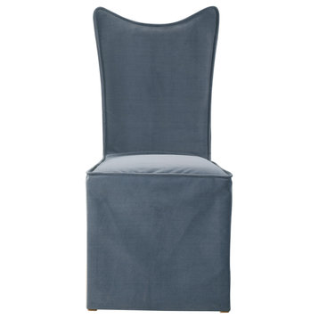 Uttermost 23577-2 Delroy 19"W Fabric Slipcover Chair - Smoke Gray Velvet