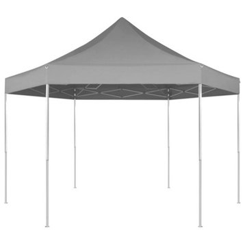 vidaXL Gazebo Hexagonal Pop-Up Canopy Tent Outdoor Shelter Party Tent Gray