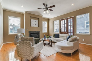 Trendy living room photo in Houston