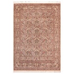 Bareens Designer Rugs - Nagi Pak Persian Caren Beige/Red Wool Rug - 8'2'' x 10'6'' - Designed with mesmerizing intricacy and gorgeous color palette, this hand-knotted masterpiece demonstrates the beauty and electrifying thrill of Pak Persian art. These meticulously hand-knotted Pak-Persian rug is made with pure wool and features breathtaking traditional, transitional, and tribal designs in bold luxurious color pallets. Known for their intricate designs these rugs are a reproduction of Persian rugs, made in Pakistan with unique Mughal designs. Made by master weavers using the same Persian texture, design and dying technique, we wanted to produce the most significant manifestation of Persian art, life, and culture. This rug is most famous for its exceptional quality, incredible designs, patterns, and vibrant rich color. Pak-Persian rugs made with Persian weave with high knot counts, which enables the high intricacy and detail found in the patterns are also referred to as "State of art", each color adds a rich beautiful detail in the artwork of this rug. The design, color, and beautiful chromatic composition with a vibrant sheen with intricate designs, exude beauty, elegance, and quality make this rug a masterpiece of its own.