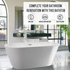 Vanity Art 59" X 30" Non-Slip Freestanding Soaking Bathtub, White/Classic Chrome, 59" Soaking